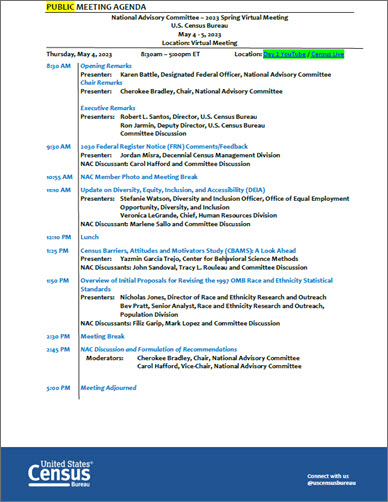 Agenda - NAC Spring Meeting May 4-5, 2023