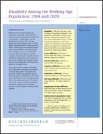 Disability Among the Working Age Population: 2008 and 2009