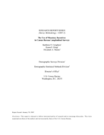 The Use of Monetary Incentives in Census Bureau Longitudinal Surveys