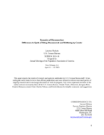 Dynamics of Disconnection: Difference in Spells of Being Disconnected and Wellbeing By Gender