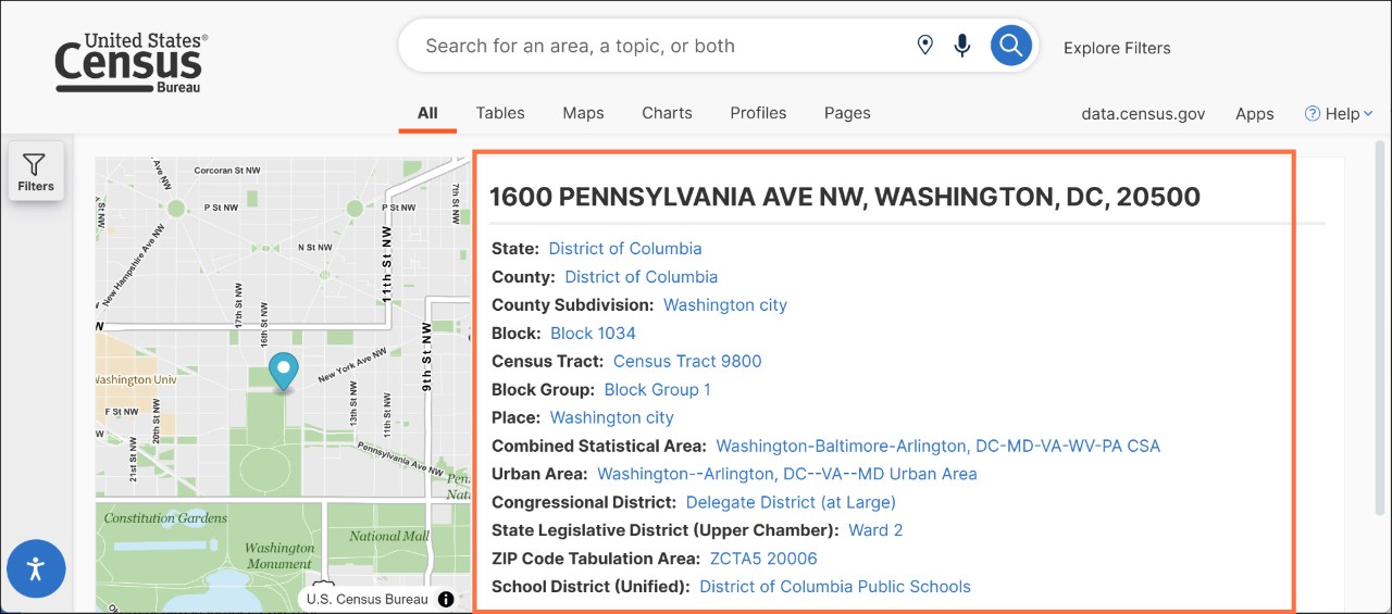 How do I search by address using data.census.gov? Image