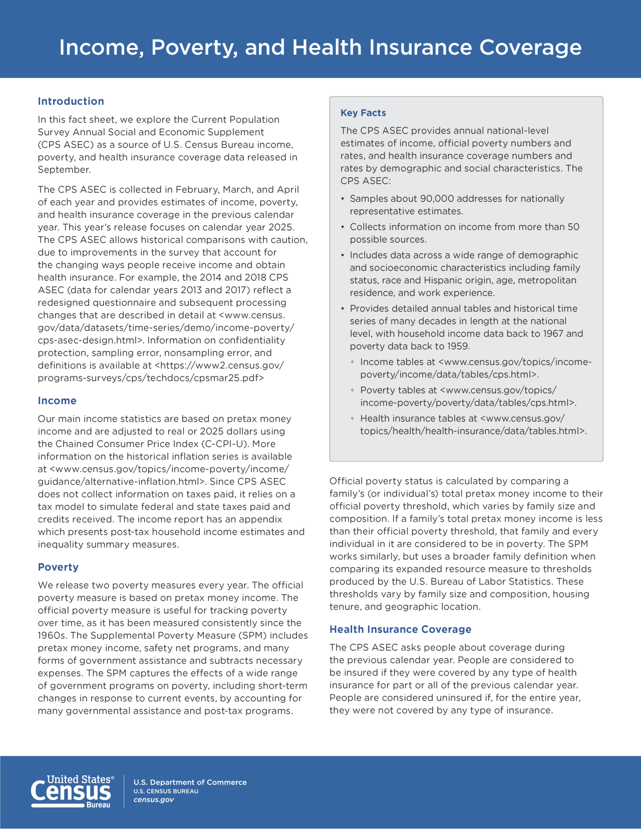 Income, Poverty, and Health Insurance Fact Sheet