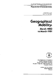 Geographical Mobility: March 1980 to March 1981