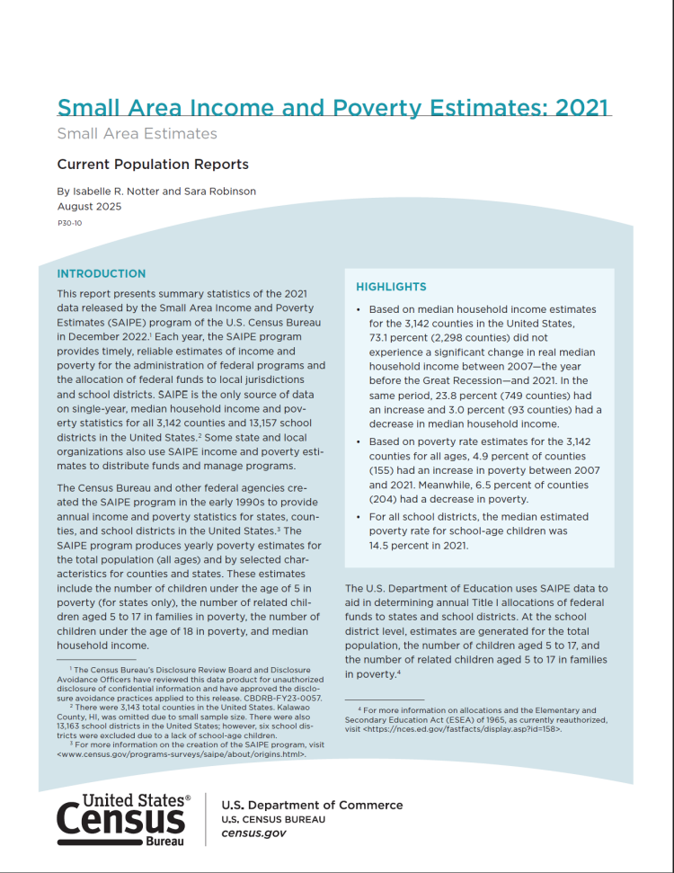 Small Area Income and Poverty Estimates: 2021
