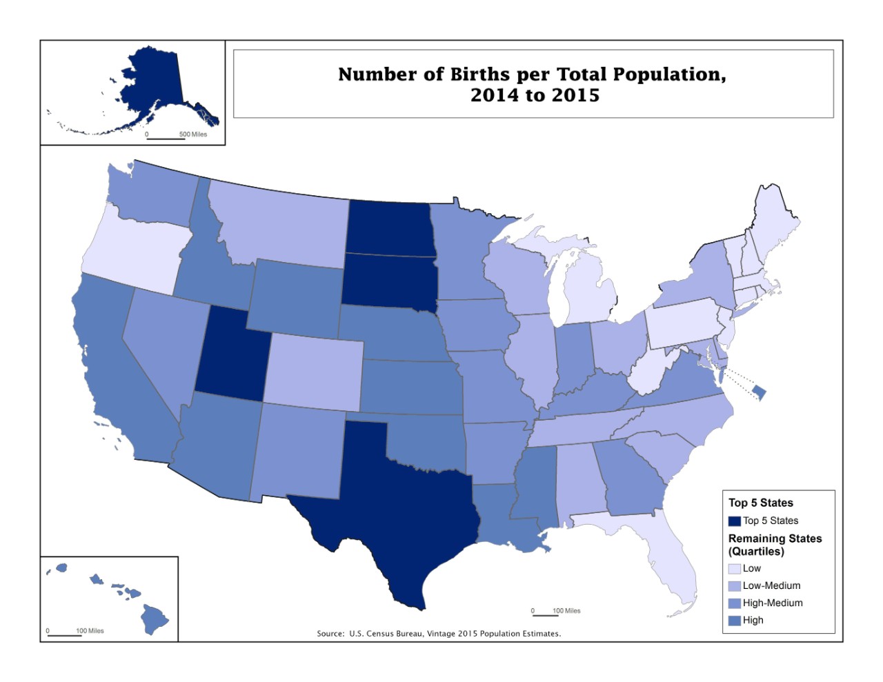 Number of Births per Total Population, 2014 to 2015