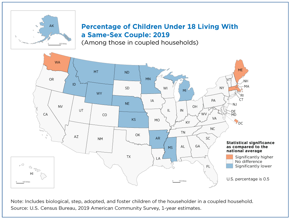 Figure 2. Percentage of Children Under 18 Living With a Same-Sex Couple: 2019