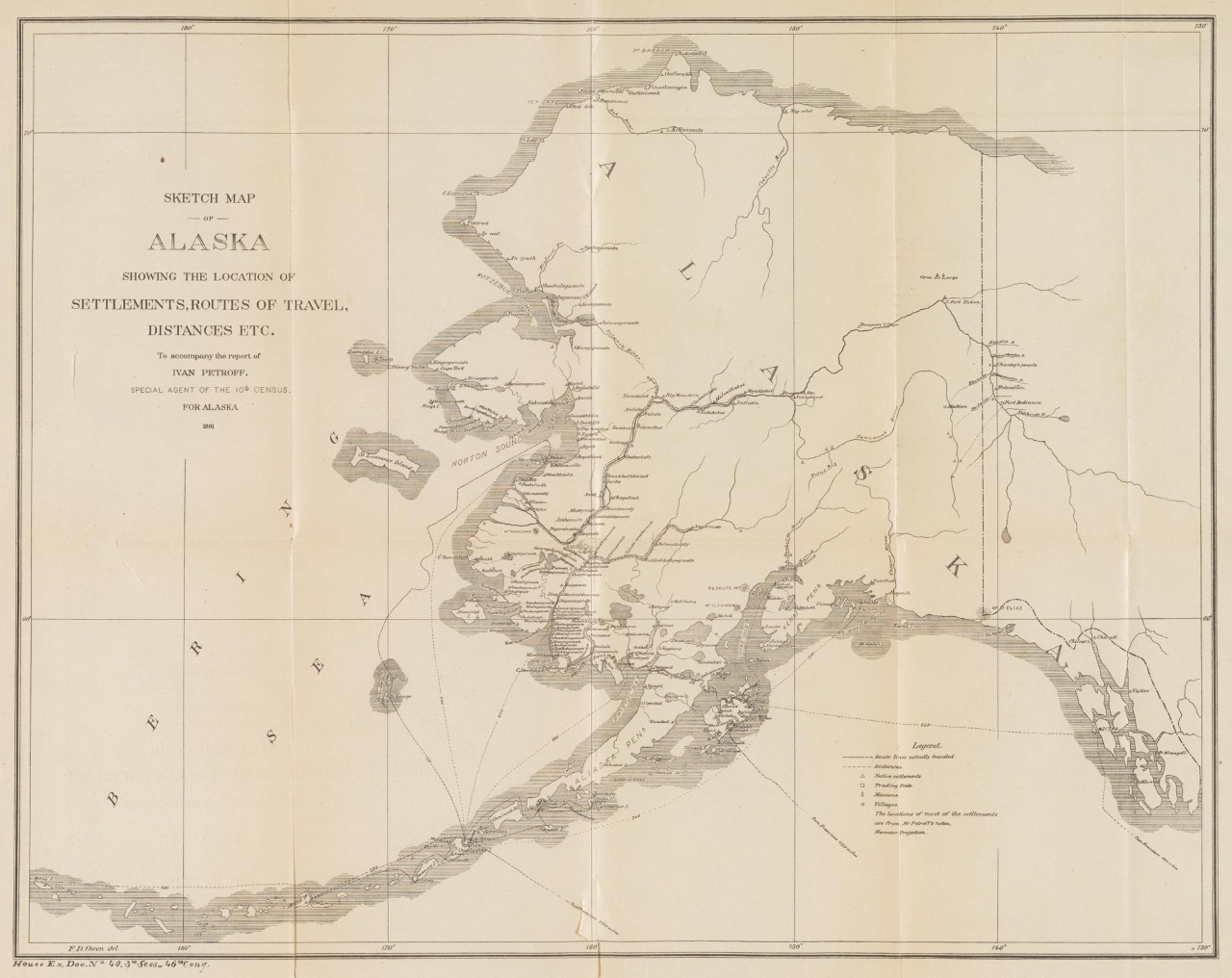 Sketch Map of Alaska from the Report of Ivan Petroff, Special Agent of the 10th Census for Alaska, 1881
