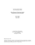 Effect of Request for Social Security Numbers on Response Rates and Item Nonresponse