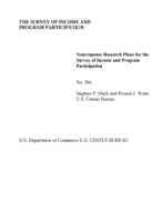 Nonresponse Research Plans for the Survey of Income and Program Participation