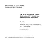 The Survey of Income and Program Participation (SIPP) Methods Panel Improving Income Measurement