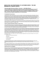 Innovating And Responding To Customer Needs - The 2001 Residential Finance Survey