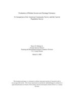 Evaluation of Median Income and Earnings Estimates