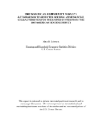 2007 American Community Survey: A Comparison to Selected Housing and Financial Characteristics for the United States from the 2007 American Housing Survey