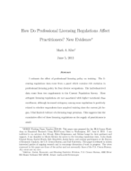 How Do Professional Licensing Regulations Aff ect Practitioners? New Evidence