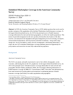 Subsidized Marketplace Coverage in the American Community Survey