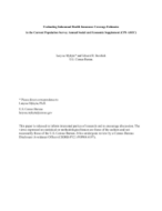 Evaluating Subannual Health Insurance Coverage Estimates in the Current Population Survey Annual Social and Economic Supplement (CPS ASEC)