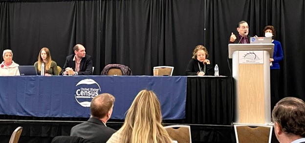 Holding a tribal consultation at the Bureau of Indian Affairs’ Providers Conference in Anchorage, Alaska.