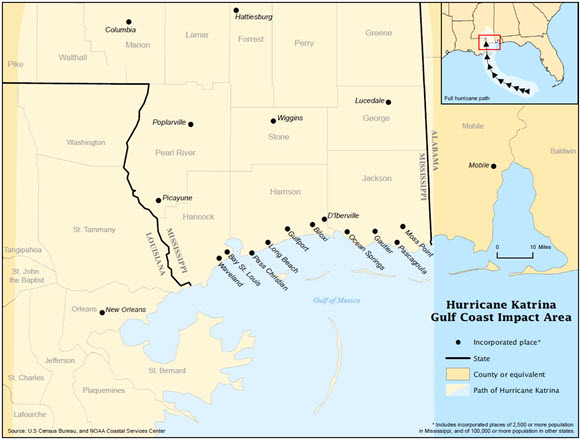 Hurricane Katrina Gulf Coast Impact Area