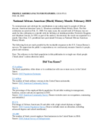 National African-American (Black) History Month: February 2019