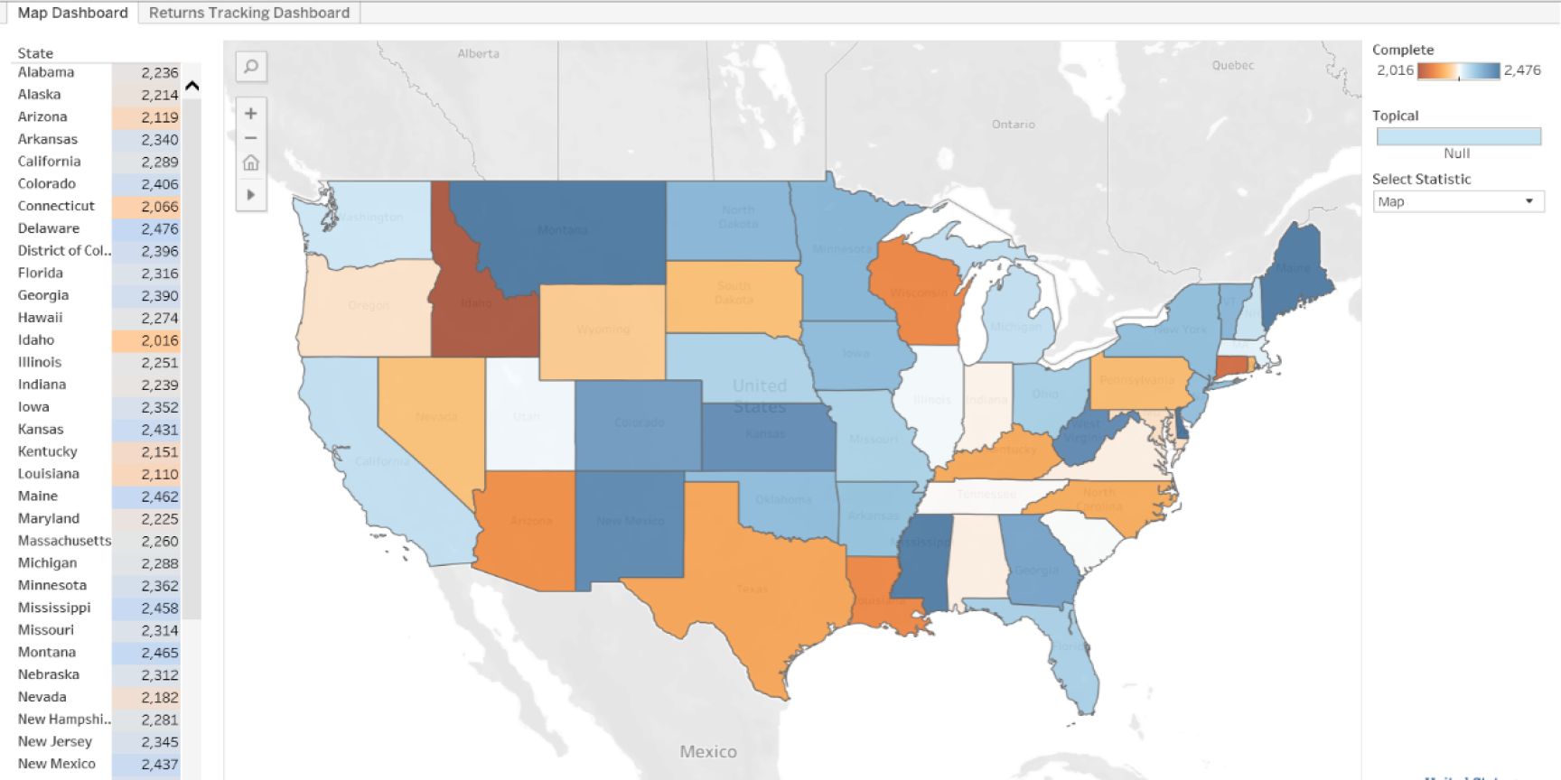 Image 1. U.S. map of response rates by state 