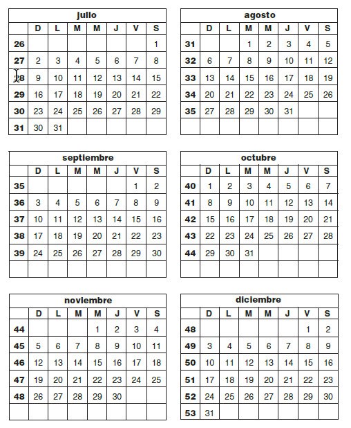 CALENDARIO DE LA FUERZA LABORAL ENUMERACIÓN DE LAS SEMANAS PARA (2023)