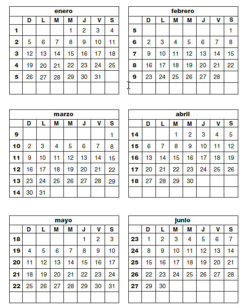 CALENDARIO DE LA FUERZA LABORAL ENUMERACIÓN DE LAS SEMANAS PARA (2024)
